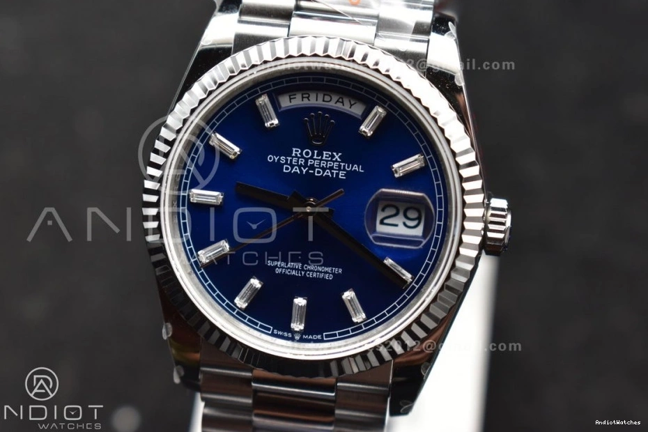 V5 Dial Best 904L (Gain Weight) on Steel Blue President Crystal 36 676 DayDate Edition QF Bracelet SS vr3255 Affordable 0315